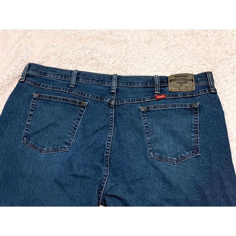 Wrangler Premium Quality Mens Dark Wash Straight Leg Denim Jeans Blue 44x29‎